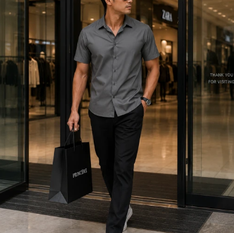 Classic Button Shirt Grey