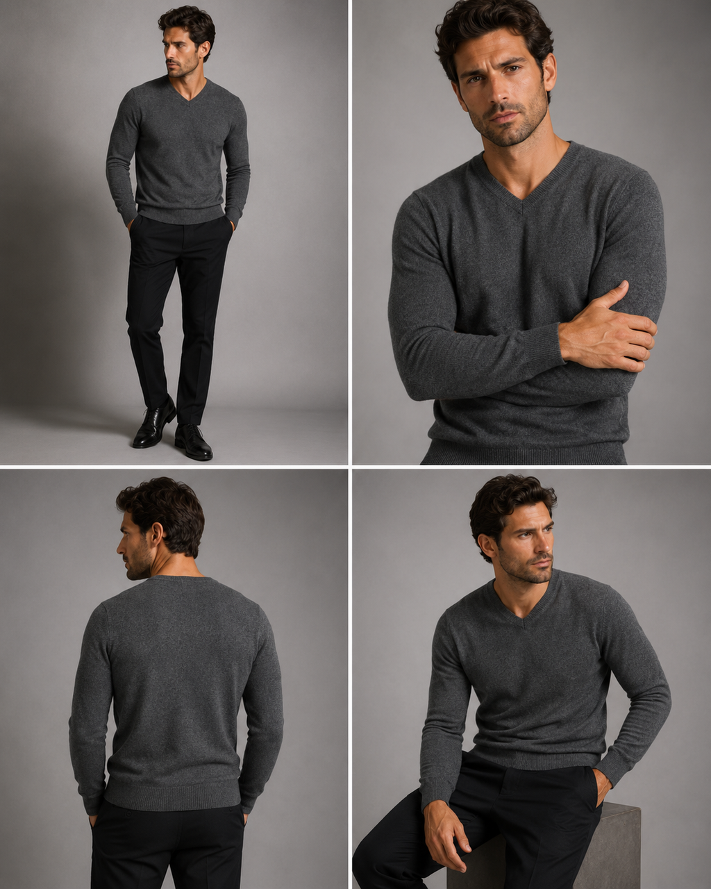 Princiere V Neck Sweater Grey