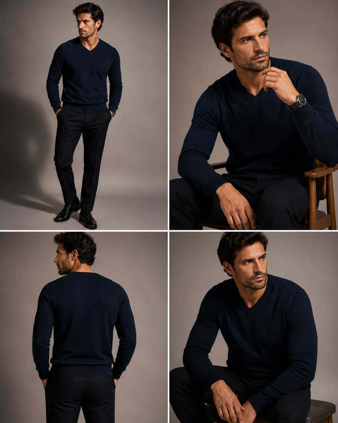 Princiere V Neck Sweater Navy Blue