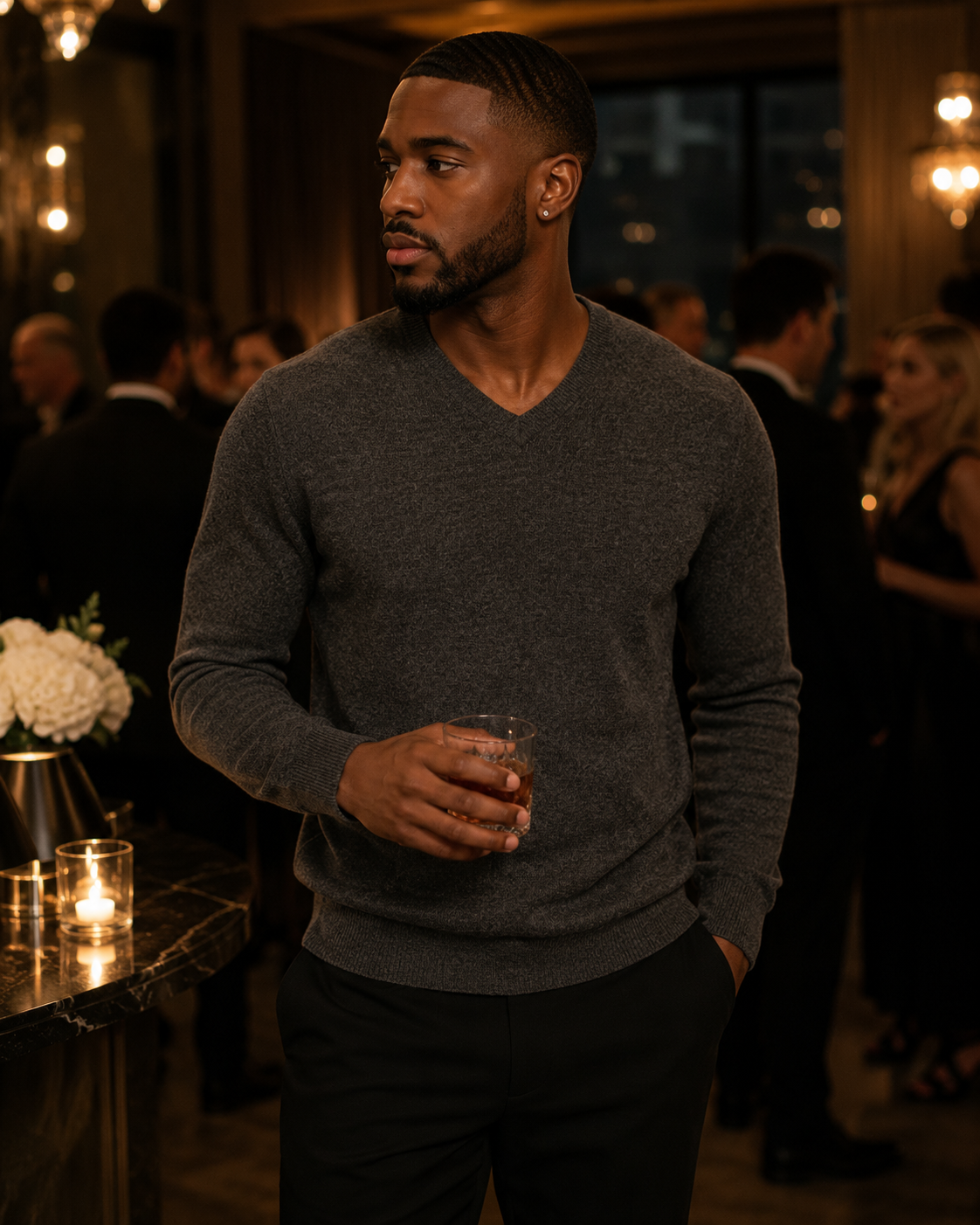 Princiere V Neck Sweater Grey